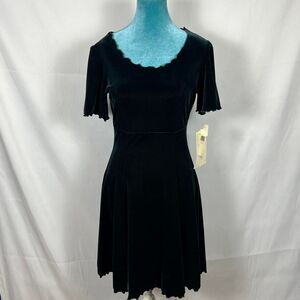 VINTAGE Y2K DARK‎ GREEN VELVET FIT & FLARE MINI DRESS cottagecore fairycore